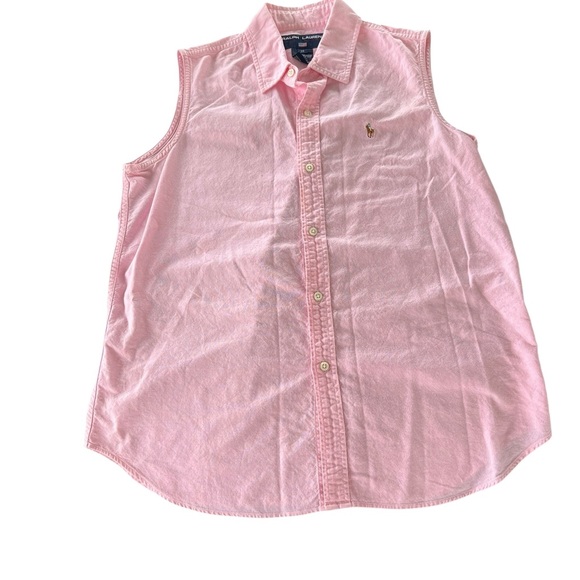 Ralph Lauren Pink Sleeveless Button Down Shirt - Picture 1 of 3